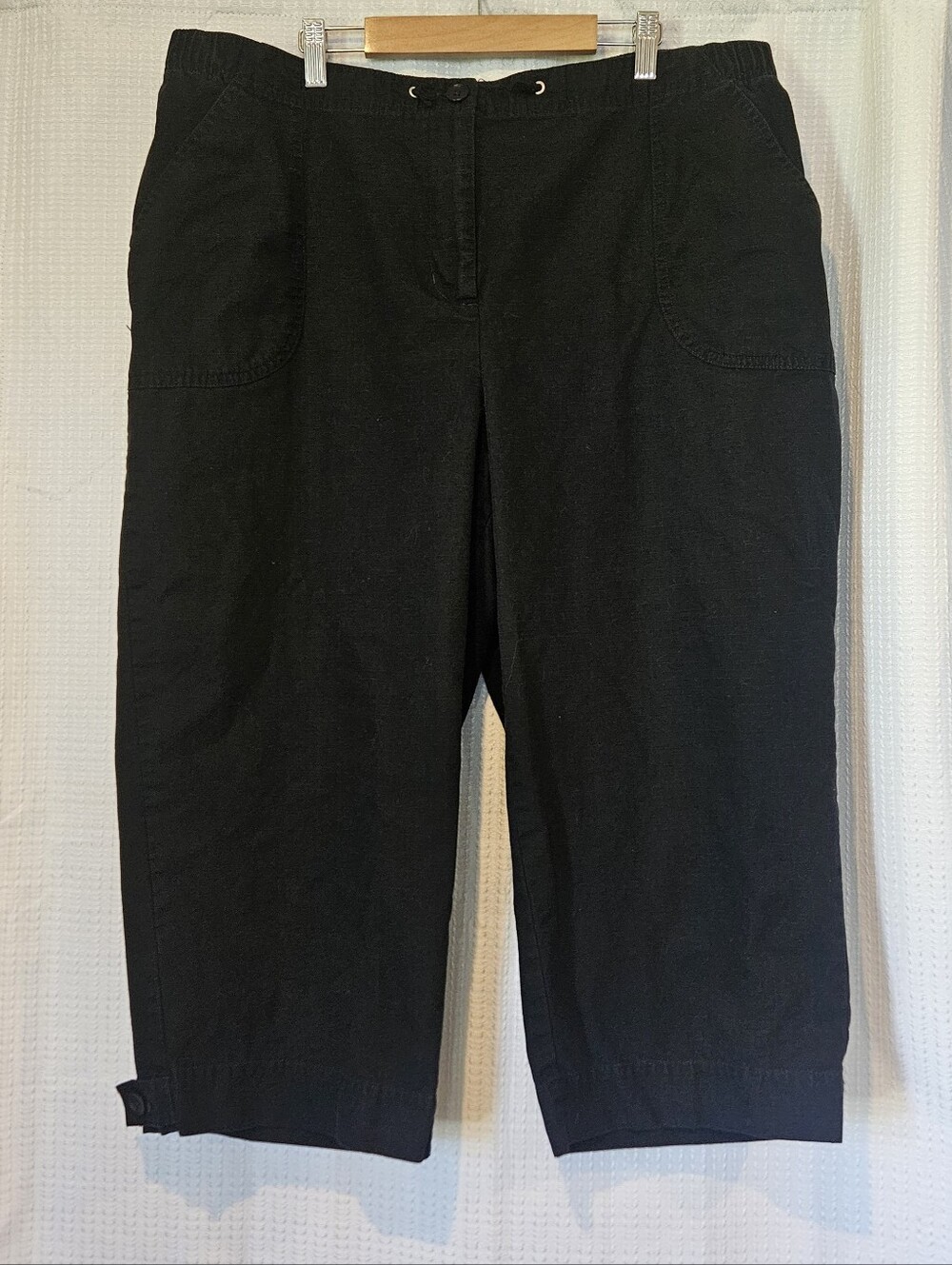Black Cotton Capris Crop Summer Pants Plus Size 18
